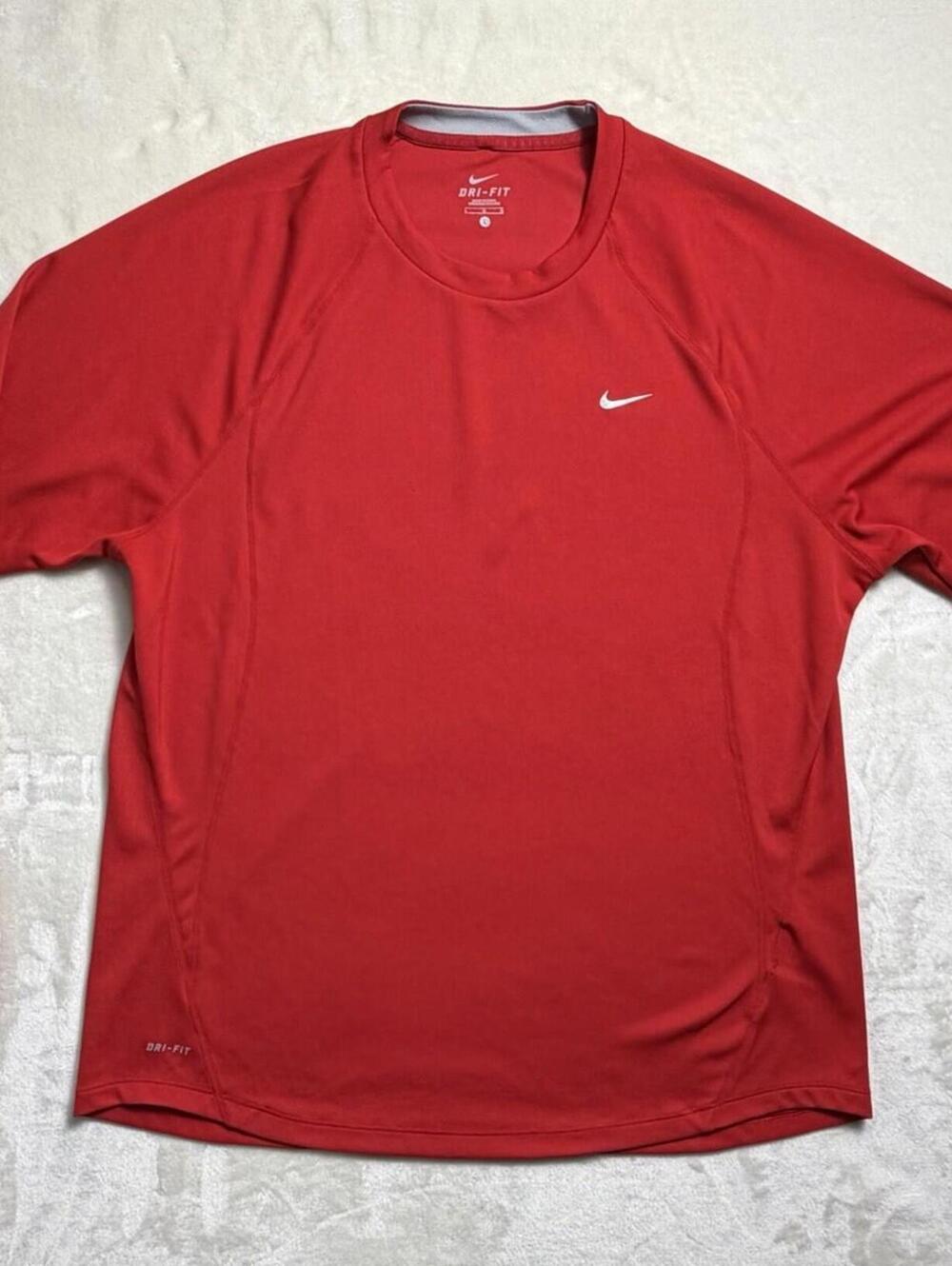 Nike Dri-FIT Running Shirt Mens Large Red Long Sleeve Training Top 323491-611